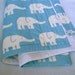 ORGANIC baby quilt / modern turquoise blue elephants crib bedding quilted blanket