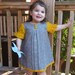 The Audrey Dress - Girls Dress in Retro Style Yellow Gold and Gray with Box Pleats - Handmade Indie Kids Fashion (Ready to Ship 3T 4T)