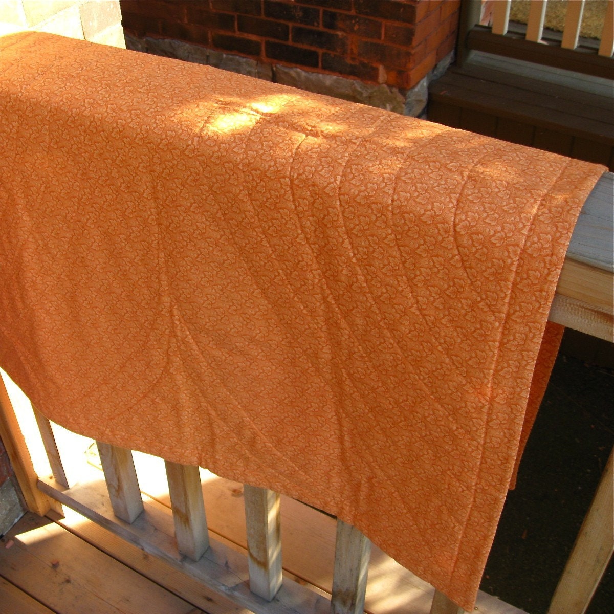 organic baby quilt in orange you glad it's not pink / eco friendly unisex bedding