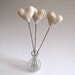 home decor hearts flowers stems SET of 3 / creamy white opal eco friendly table decorations