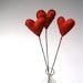 Pumpkin Orange Hearts Stems - Felted Wool Fall Table Decor SET of 3  - Eco Friendly Autumn Decorations