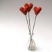 Pumpkin Orange Hearts Stems - Felted Wool Fall Table Decor SET of 3  - Eco Friendly Autumn Decorations