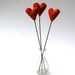 Pumpkin Orange Hearts Stems - Felted Wool Fall Table Decor SET of 3  - Eco Friendly Autumn Decorations