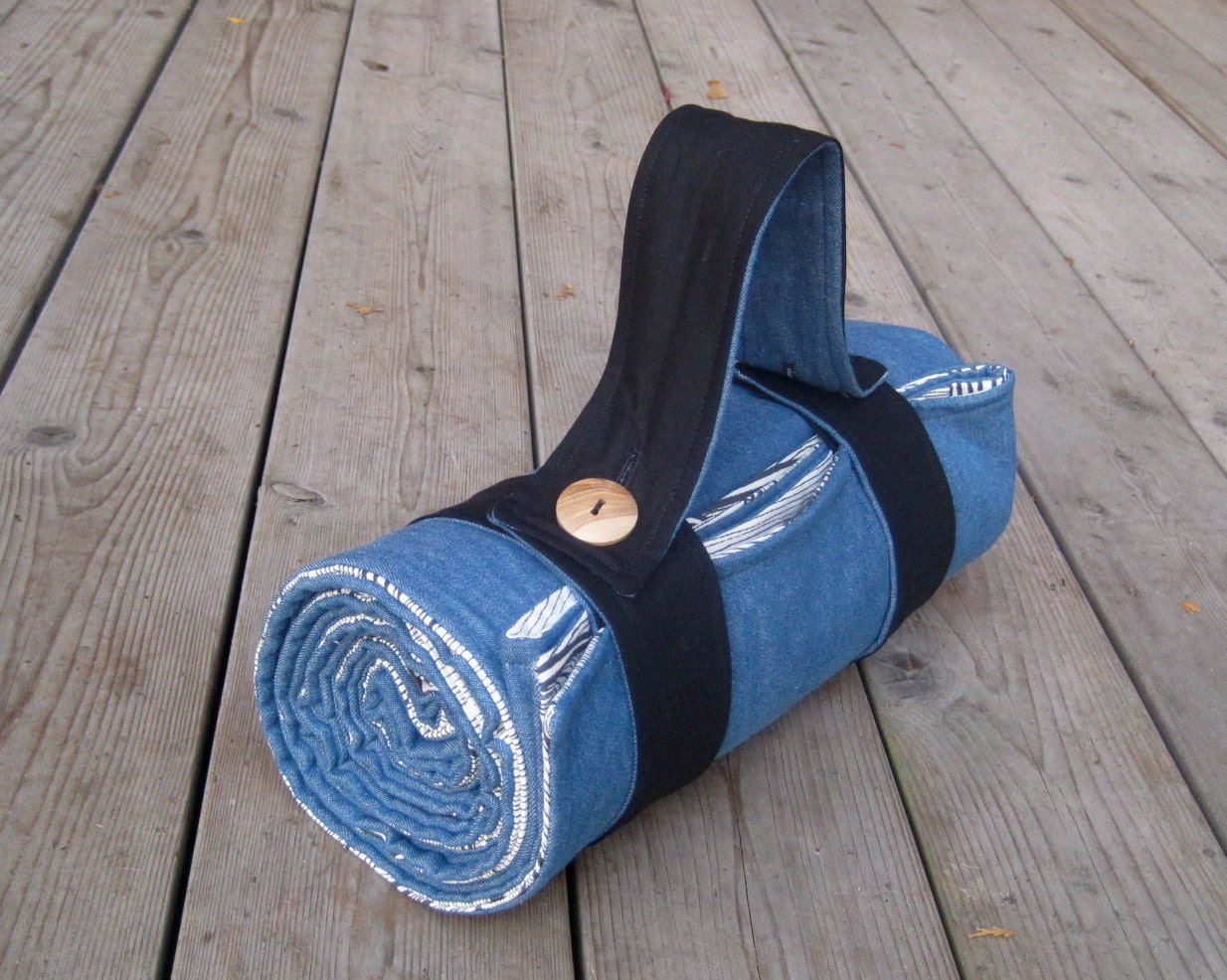 PICNIC BLANKET - modern rustic woodgrain / black and white tree logs outdoors camping blanket for dads (last 3)