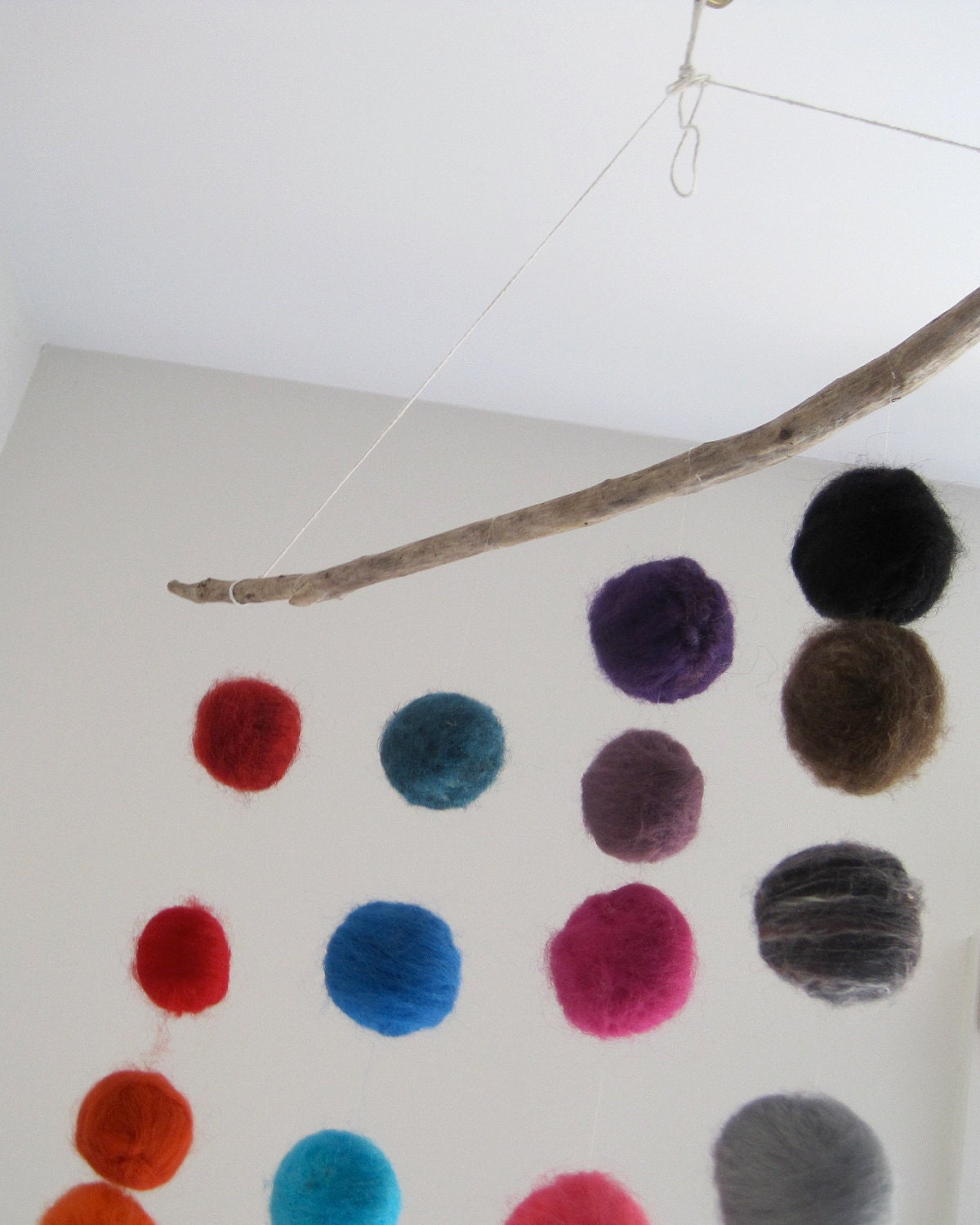 BABY MOBILE - giant felted rainbow balls wool nursery room home decor / Waldorf decoration handmade by SewnNatural