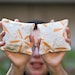 Balsam Sachets - Linen Aromatherapy Forest Pillows SET OF 2 in Orange and Gray Geometric Linen, Home Decor, Spa Bathroom (Ready to Ship)