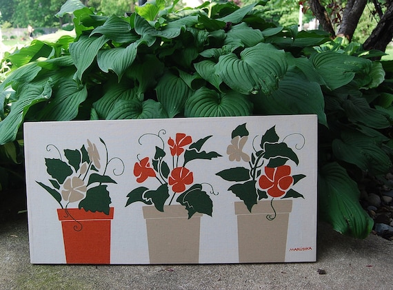 Vintage Marushka Flower Pots on Canvas