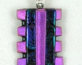 Dichroic Fused Glass Pendant - pink and blue