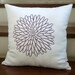 Purple Chrysant Decorative Pillow Cover, White Linen Cushion Cover, Throw Pillow Cover 18x 18, Accent Pillow Cover, Embroidered Pillow Cover