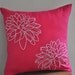 Pink Flower Decorative Throw Pillow Cover, Poinsettia on Fuchsia Pink Linen, White Embroidered Pillow, Cushion cover, Pillow Case 18x18