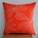 Orange Throw Pillow Cover, 18x 18 Pillow Cover, Orange Linen Beige Leaves Pillow. Accent Pillow Cover, Decorative, Cushion Cover