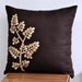 Beige Tree Branch Throw Pillow Cover, Decorative Pillow Cover, Dark Brown Linen Beige Botanical Embroidery, Brown Pillow Cover 18x18