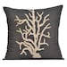 Gray Decorative Pillow Cover, Coral Throw Pillow Cover, Cream Coral Embroidery on Gray Linen Cushion, Pillow Case 18x18, Accent Pillow