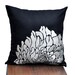 Silver Throw Pillow Cover, Black Linen Silver Flower Embroidery, Pillow Accent Black, Decorative Pillow Cover 18 x 18, Embroidered Cushion