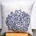 Coral Fan Throw Pillow Cover, Decorative Pillow Cover 18 x 18, Linen Pillow with Navy Blue Coral, Nautical Pillow Case, Blue Coral Cushion