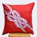 White Knot Throw Pillow Cover, Red Orange linen pillow cover with white knot embroidery, 18 x 18 pillow case, Nautical Cushion Cover