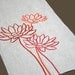 Lotus Table Runner, Embroidered Table Runner 14' x 64", Orange Flower on Linen Table Runner, Long Table Runner, Orange Table Linen