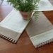 Jute Burlap Skinny Table Runner with tonal accent and pleated trim - 9.5 X 60-inches