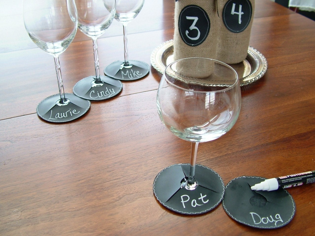Chalk Cloth Stemware ID Cozies - Set of 6