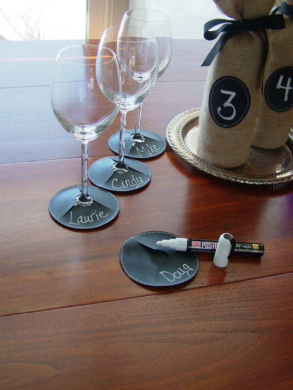 Chalk Cloth Stemware ID Cozies - Set of 6