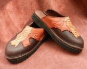 Leather Clogs Handmade Shoes - Chocolate Brown deer tanned bull Hide,  Deer Skin,  Emu toe. Goat Skin Custom Made