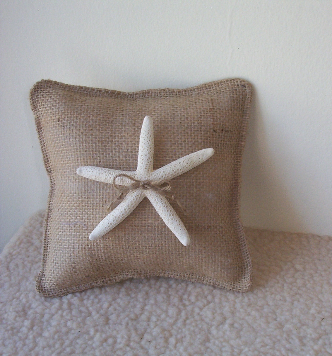 Burlap Pillow with a beautiful white Starfish