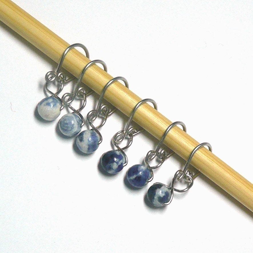 Blue Sodalite Melody Ring Removable Stitch Markers