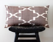 BROWN IKAT Silk Cotton 63 x 34 cm, Cushion Cover, Throw Pillow