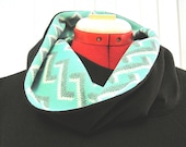 SALE  Stylish Knit Cowl Neck Warmer In Vintage Teal Print