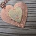 Hand stamped riveted pendant rustic copper and brass hearts- heart and soul ready to ship