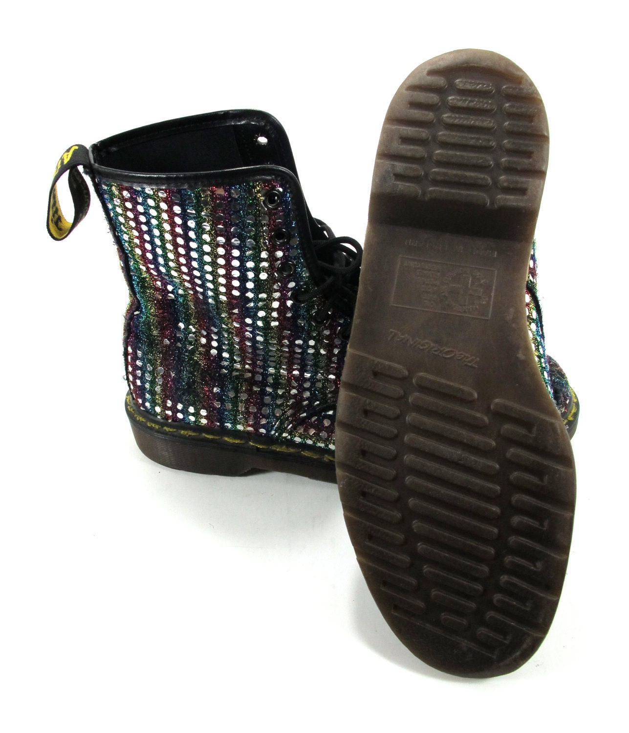 Vintage Doc Martens  8 Hole Boots Rainbow Disco Ball Size 10 US ladies