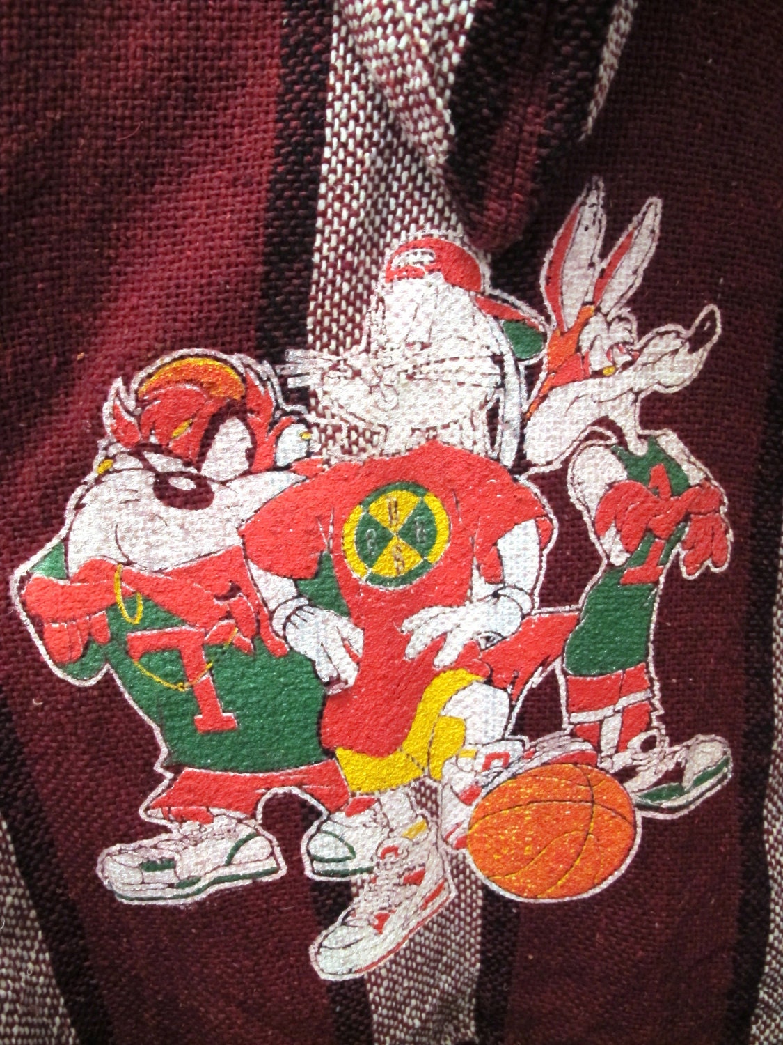 Loony Tunes Hip Hop Baja Drug Rug Maroon and White Stripe
