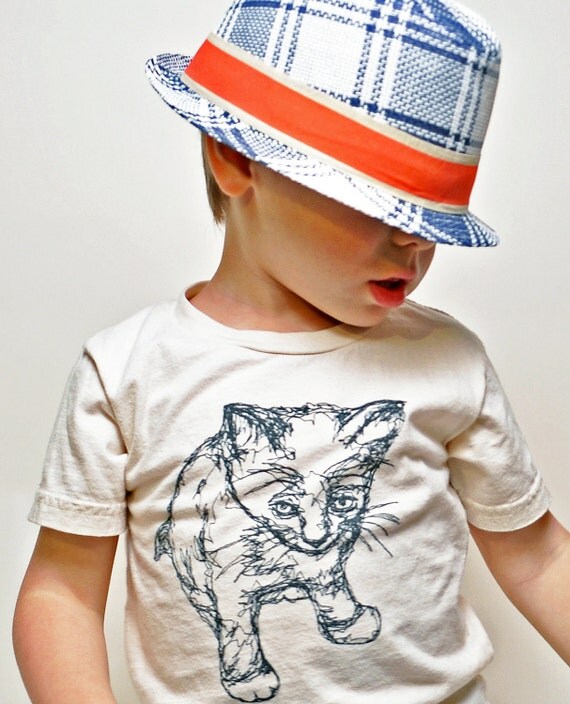 Organic Kitty Toddler Tee-Natural