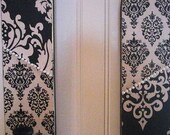 Beautiful Black and Cream Damask Sconces... Paris, French Apartment Living... Pearl embellishments... Home Decor, Wall Hanging
