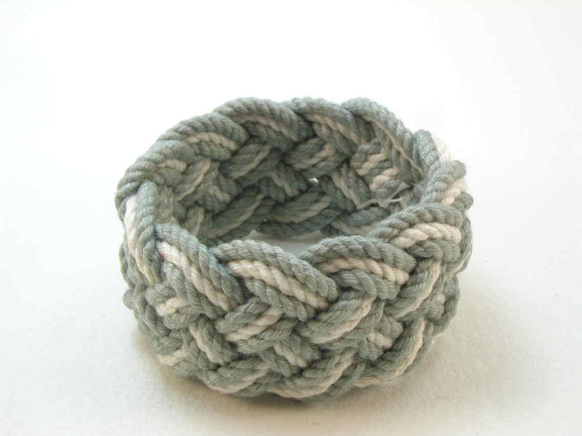 grey & white turks head knot sailor's rope bracelet 1773
