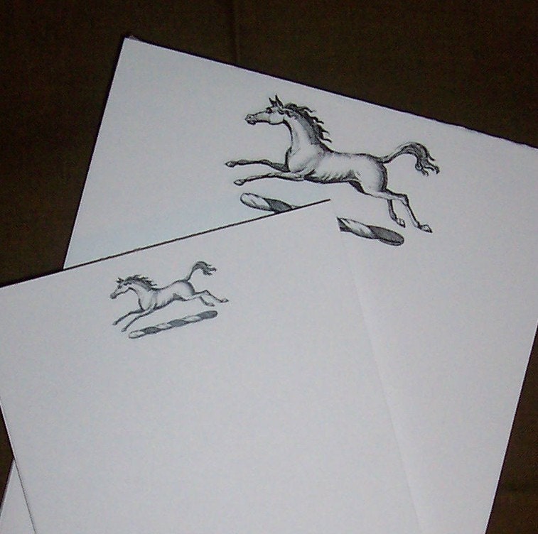 Personalized Notepads Horse Equestrian with Name or Initials Monogrammed Stationery Vintage Inspired Note Pads Set 2