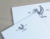 Rooster Chicken Personalized Notepad Set Black White Stationery Note Pad Farm Animals Monogrammed Initials