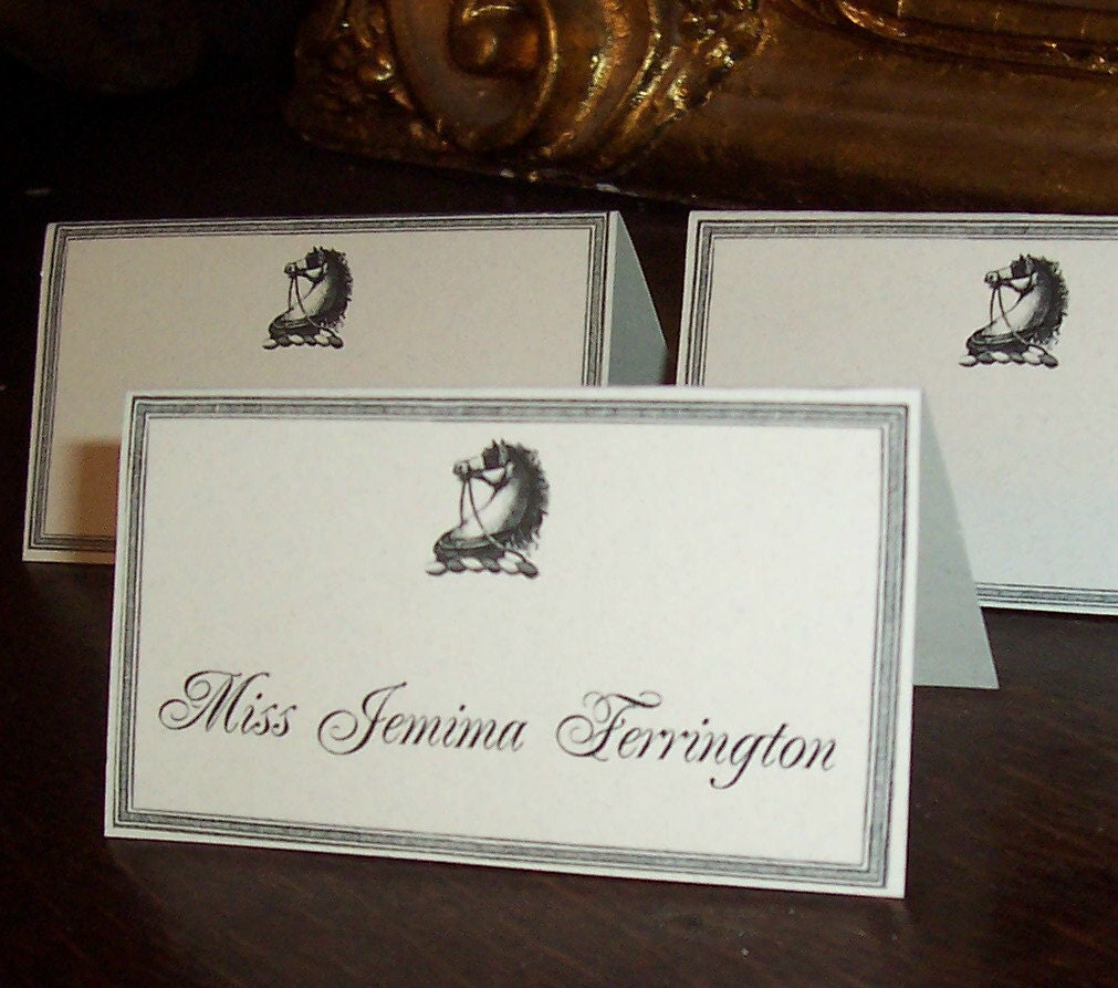 Wedding Place Cards, Escort Cards Horse Equestrian on Ivory Card Stock set of 60 Seating Cards