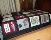 Custom College Campus Queen Size Tshirt Memory Quilt made with your own 30 Tee Shirts
