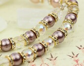 Pure Luxury - Elegant Pearl and Rhinestone Wedding Necklace in Powder Pink &  Lilac - Ready to Ship - Handmade by Vividcolors