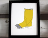 Wellington Boot Print - My favorite boot in yellow - giclee print