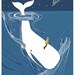 Whale Rider nursery art. Whimsical whale drawing for your child's room.