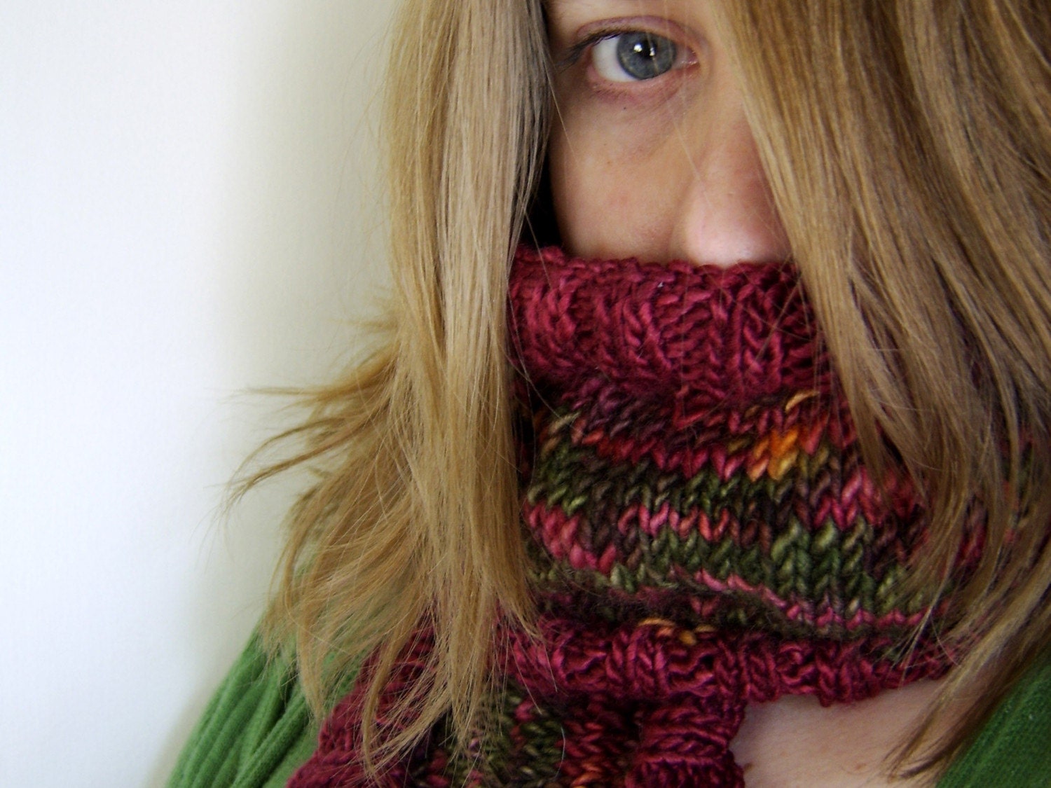 SALE - Veronica's Dark Secret - Handknit Silk Wool Scarf Neck Warmer