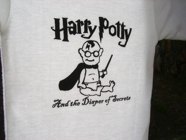 Harry Potty And the Diaper of Secrets - hand screen print onesie