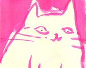 Pink Cat- Oslo- Norway- Fine Art Print- Modern Home Decor- Watercolor