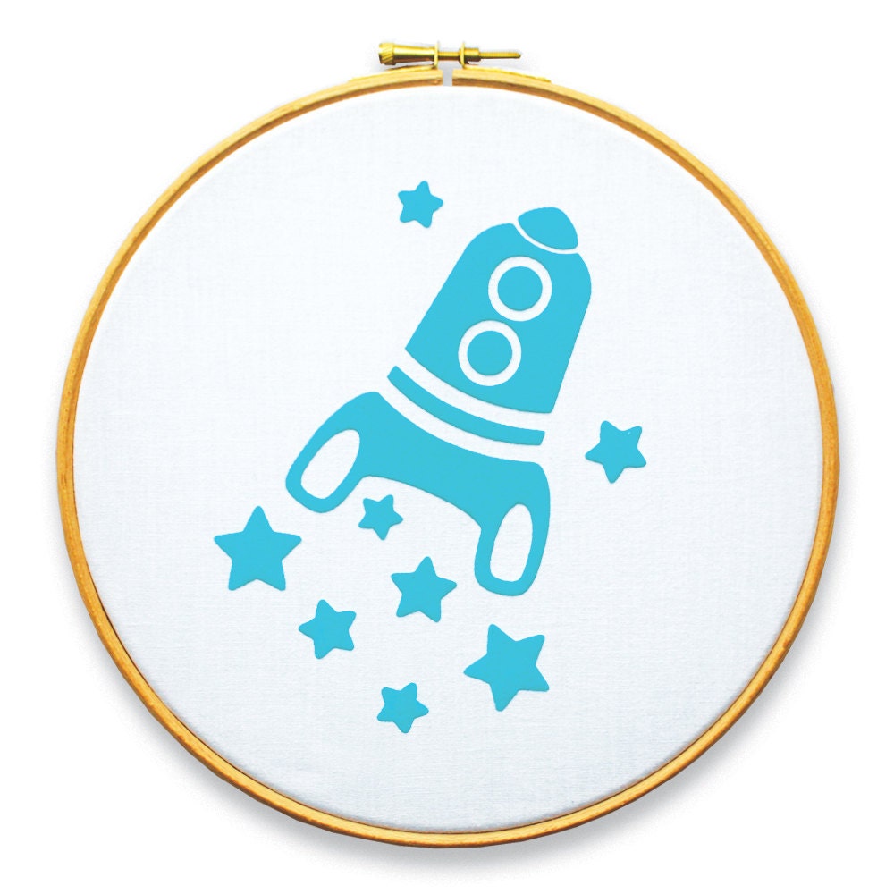 Flock/Velvet Iron on Applique Rocket