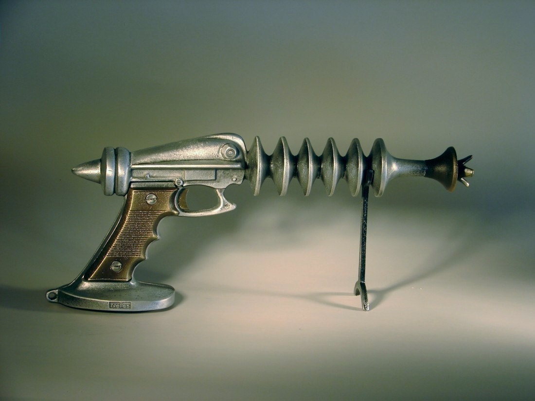 Ray Gun, Cast Aluminum and Bronze, with Spring Trigger for Cosmic Rays