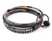 Four Bangle Bracelet with Black and White African pattern