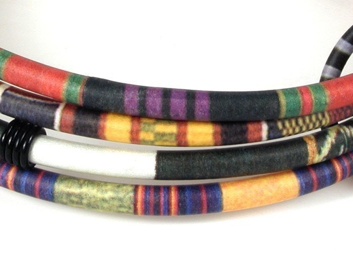 Four Bangle Bracelet with African Textile Patterns