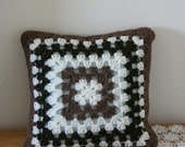 I love Brown crochet pillow granny square home decor